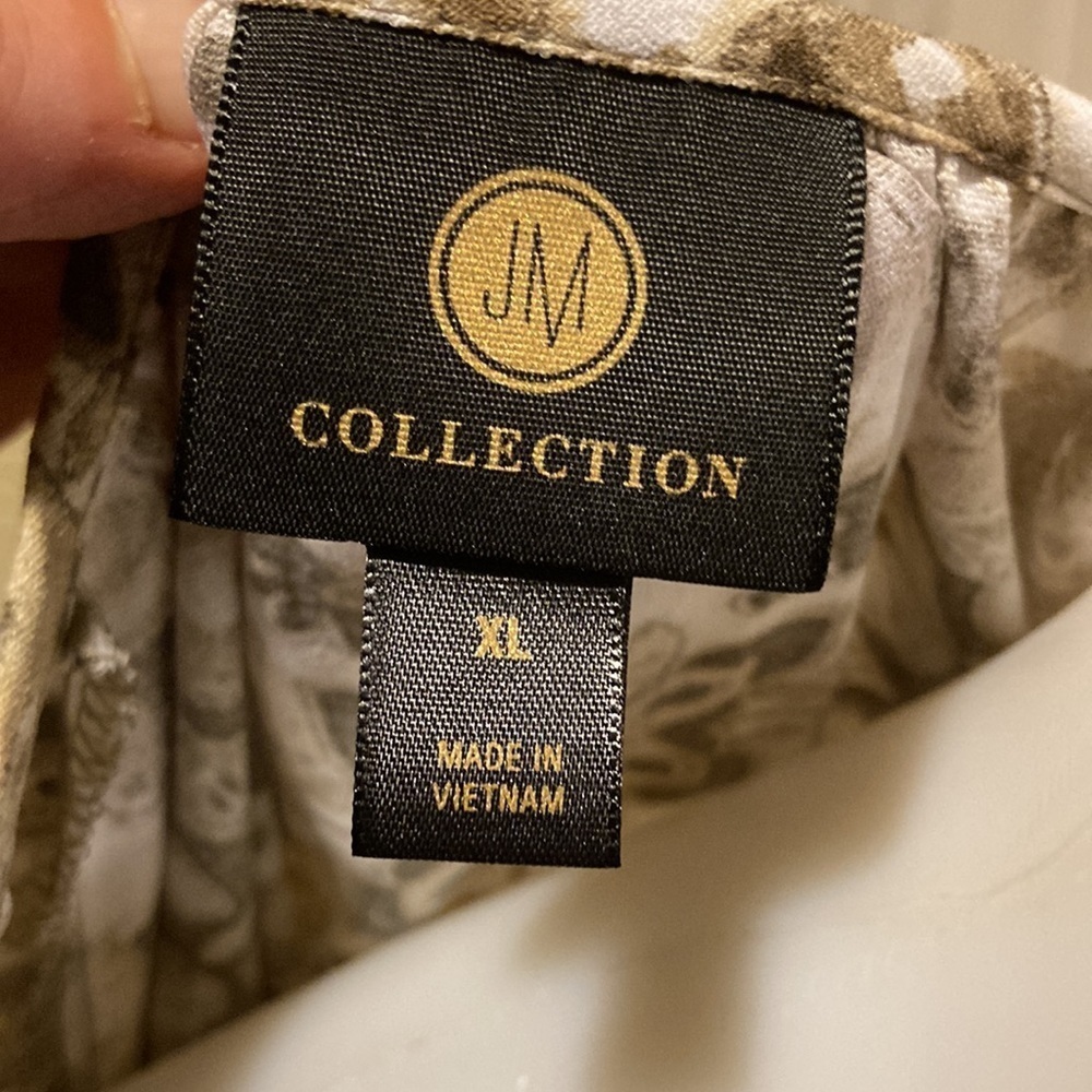 NWOT JM Collection blousy top XL lace detailing on sleeve elastic waist - Picture 4 of 11
